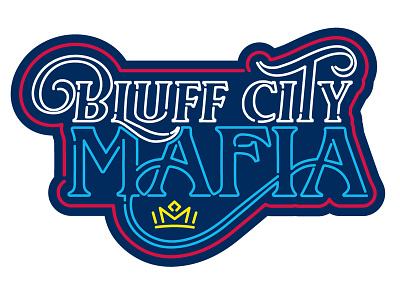 Bluff City Mafia Neon Logo badge blue bluff city lettering logo mafia memphis neon soccer