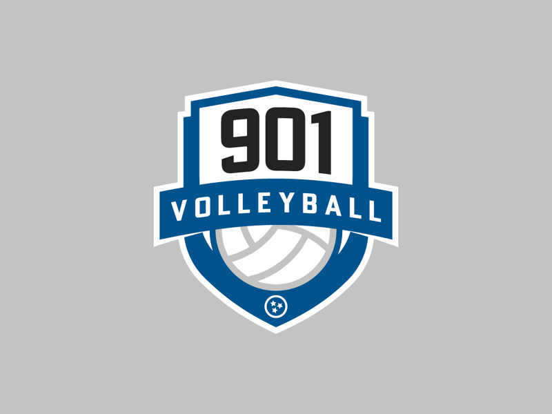 901 Volleyball Crest design branding brand simple modern blue tristar sports badge logo volleyball crest memphis 901