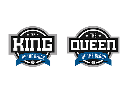 King & Queen of the Court Badges badge beach black blue circle court crest gray king logo modern queen sports sports logo star tournament volleyball