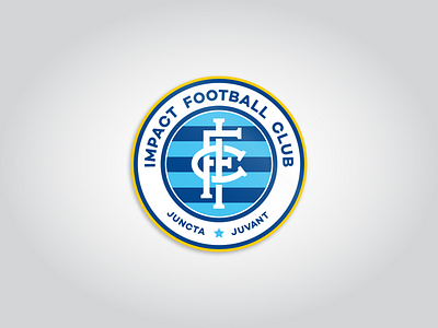 Impact FC Crest badge blue branding c circle crest f fc futbol i ifc impact letters light blue logo monogram soccer stripes yellow