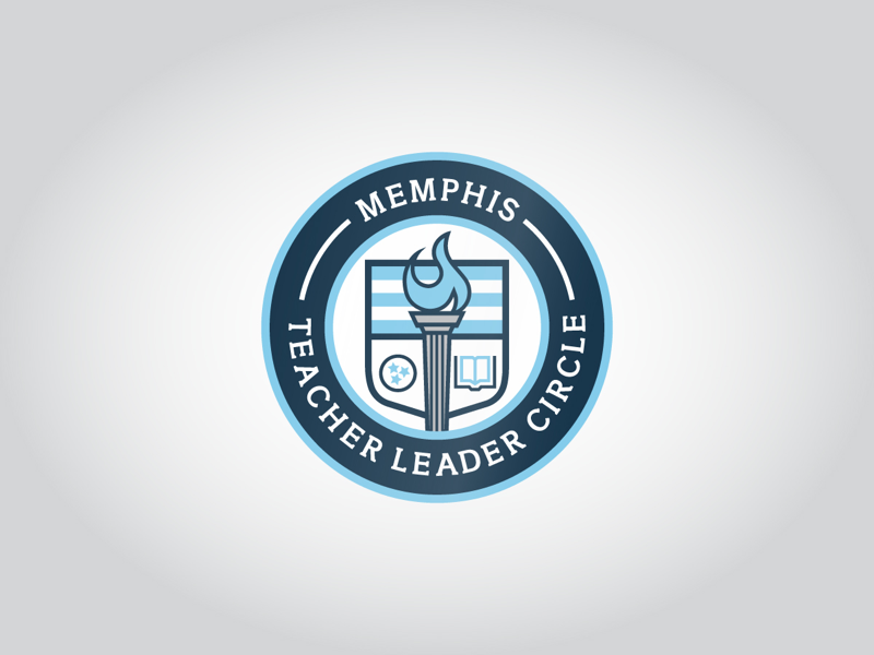 Memphis Teacher Leader Circle Logo brand stripe navy blue flame goblet book education school shield crest badge logo circle leader teacher memphis