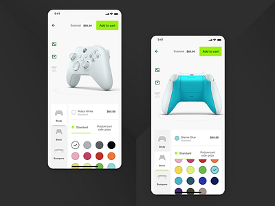 Xbox Design LAB app 360 color concept customization joystick mobile first shop ui xbox
