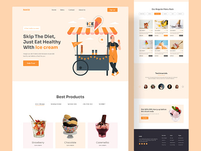 Ice Cream Landing Page branding candy dessert ecommerce website food food and drink healthy food home page homepage ice cream minimalist order ice cream restaurant shop shopping sweets trending typography ui ux visual design