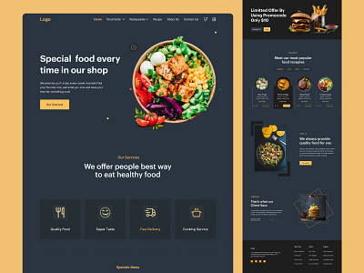 Food Landing Page branding clean delivery dessert eating ecommerce website food and drink food delivery food delivery service healthy food hero home page landing page minimal order recipes restaurant website shopping ui ux design web design