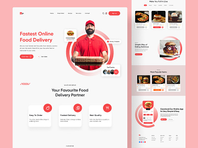 Food Delivery Landing Page branding burger clean dessert eating ecommerce food food and drink food delivery food delivery service food order healthy food landing page minimal recipes restaurant app shopping uiux web design website