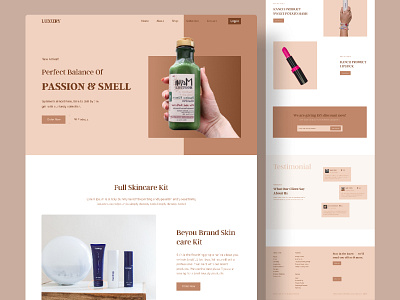 Perfume Ecommerce Landing Page aroma body care cosmetics ecommerce ecommerce website elegant fragrance landing page minimal nature perfume store perfumes scent shopify shopping smell spray typography ui ux