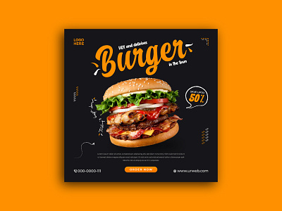 Restaurant social media post design, Burger