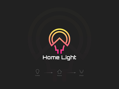 Home & Lamp Modern logo design illustration background black brand branding business color design gradient graphic design home identity illustration lamp logo logo design modern modern logo text unique white