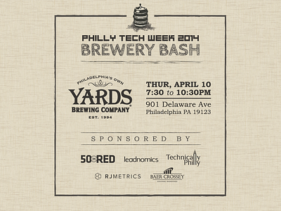 Invite for PTW Party at Yards Brewery 50onred event invite philadelphia philly philly tech week ptw yards yards brewery