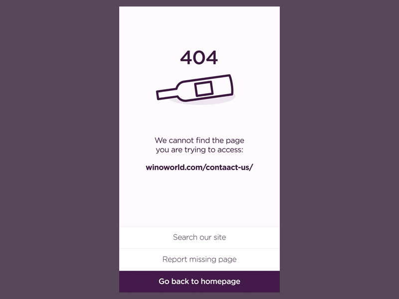 DailyUI - 404 404 app dailyui iphone ui ux wine