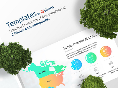 North America Map Presentation Template | Free Download 24slides branding corporatebranding design googleslides powerpoint presentationdesign presentations presenting templates