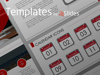 Calendar Icons Corporate Template | Free Download 24slides brandingstrategy corporatedesign design download modern powerpoint presentationdesign presentations