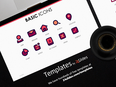 Basic Icons Presentation Template | Free Download 24slides branding corporatedesign corporateidentity design download free keynote presentationdesign presentationlayout