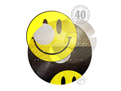 40th Birthday: Smiley 90s acid house music poster smiley vinyl