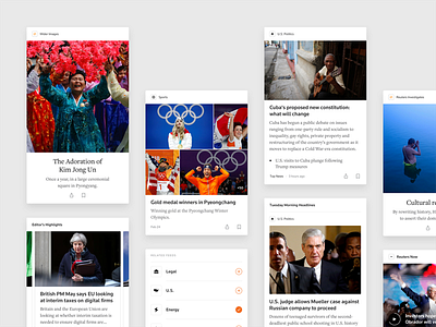 Reuters News Cards cards design system feed mobile news personalized real news reuters