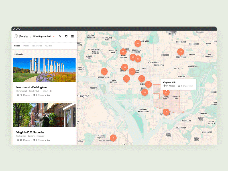 Dorsia Website - Map artdirection branding cities illustration maps travel