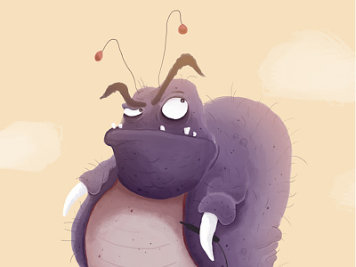 The Caterpillar - Alice in Wonderland alice in wonderland bug cartoon character illustration monster patrick lowden purple