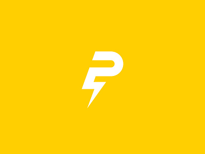 Power bolt letter lightning logo mark p patrick lowden yellow