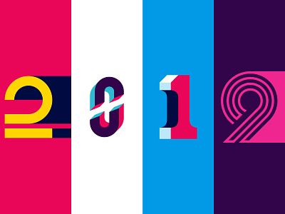 Happy New Year! 0 1 2 2019 36daysoftype 9 colorful letters patrick lowden