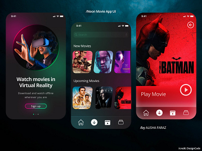 NEON Movie App UI Design