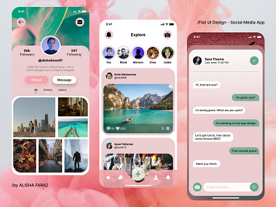 Flat UI Design - Social Media App