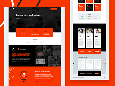 Growth Marketer Landing Page bootcamp clean web growth landbook landing page marketer minimal website orange ui design web design