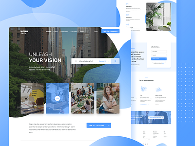 KONG/CO- Affordable rent slot and retail space Website agency architecture blue blue web clean co working design figma icons interior landing page minimal office simple sketchapp space typography ui design web design