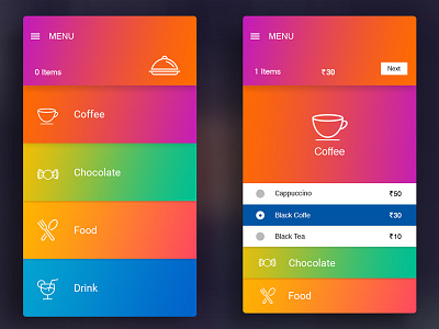 Restaurant food ordering app UI