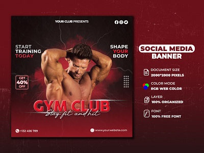 Socaial Media Banner for your GYM Club instagram banner