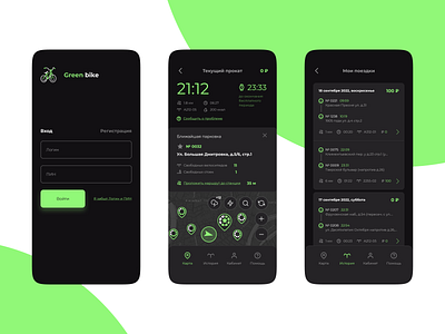 Мобильное приложение прокат велосипедов figma mobile app ui uiux webdesign