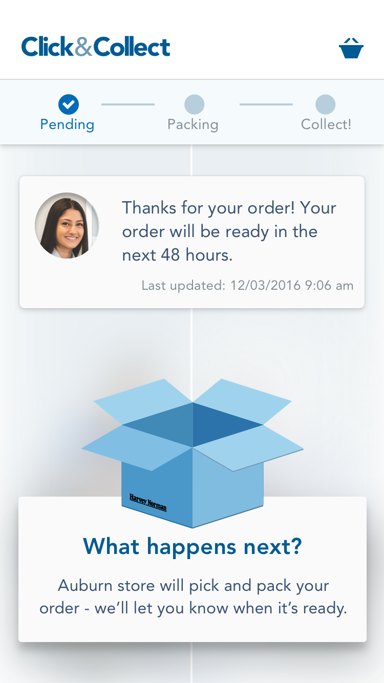 Harvey Norman Click & Collect by Tom Wells for Mobiddiction on Dribbble