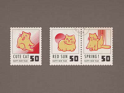 cat's stamp illustration sticker