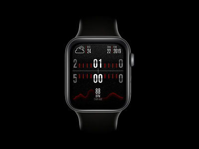 RED app apple applewatch beat bpm chart date device face fitness gradient health heart beat iwatch medical red time watch watchos weather