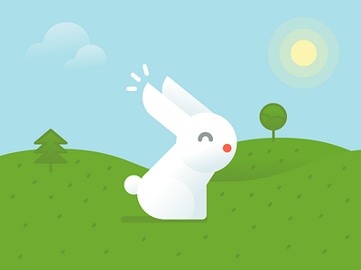 Happy Easter, dribbblers :-) bunny easter flat grass illustration sun tree