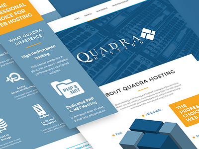 Quadrahosting website about hosting landing page mobile responsive web design website