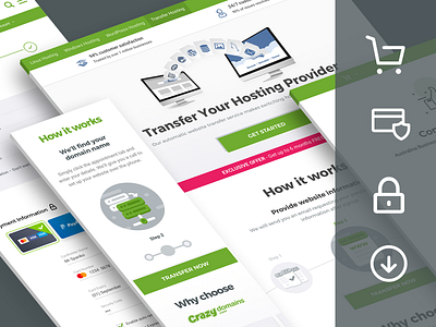 Hosting Transfer buying hosting landing page product shopping cart transfer uxui