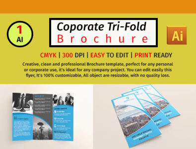 Tri-Fold Brochure #3 branding brochure company corporate design graphic design indesign photoshop vector