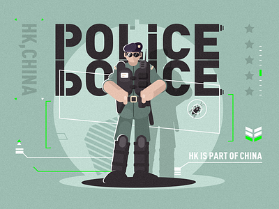 Hong Kong Police, China design flat illustration