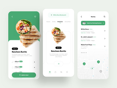 Freshii | 🥗 Vegan Restaurants app application color concept delivery design food fresh green healthy map mobile navigation bar nearby restaurant shopping slider ui vegan food vegetable