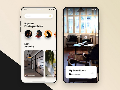 #01 - Unsplash Mobile App Concept app brown color concept cream design dribbble image light minimal mobile photographers photography photos ui ui ux ui ux design unsplash