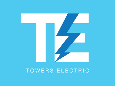Logo - Towers Electric branding corporate electrical electricity flat design font illustration logo monogram technology wiring