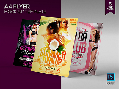 A4 Flyer Mock-up template (5 PSD)