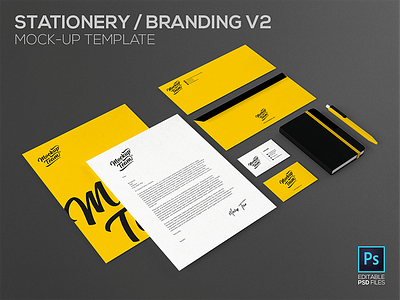 Stationery / Branding Mock-Up V2 branding business card corporate depth of field elegant envelope folder identity letterhead mock up mock up mockup