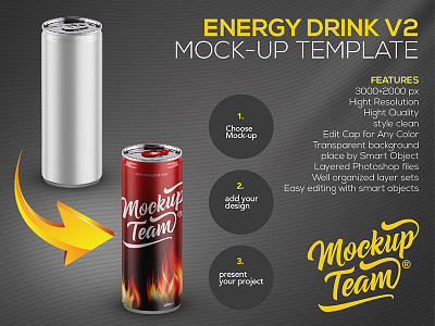 Energy Drink v2 Mock-up Template 250ml ads aluminium beer beverage can can mock up can mockup cola cold drink drop