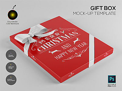 Gift Box Design Mockup Template box christmas gift happy merry mock up new year years