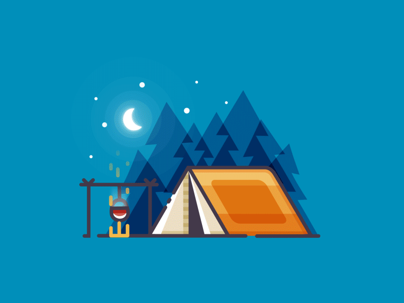 Camping 2d after effects aftereffects animation camp forest infographic moon motion motiondesign sun sunset