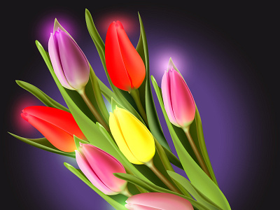 A bouquet of realistic spring tulips