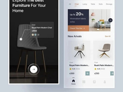 Furniture E-Commerce Site app design graphic design illustration logo mockup typography ui ux