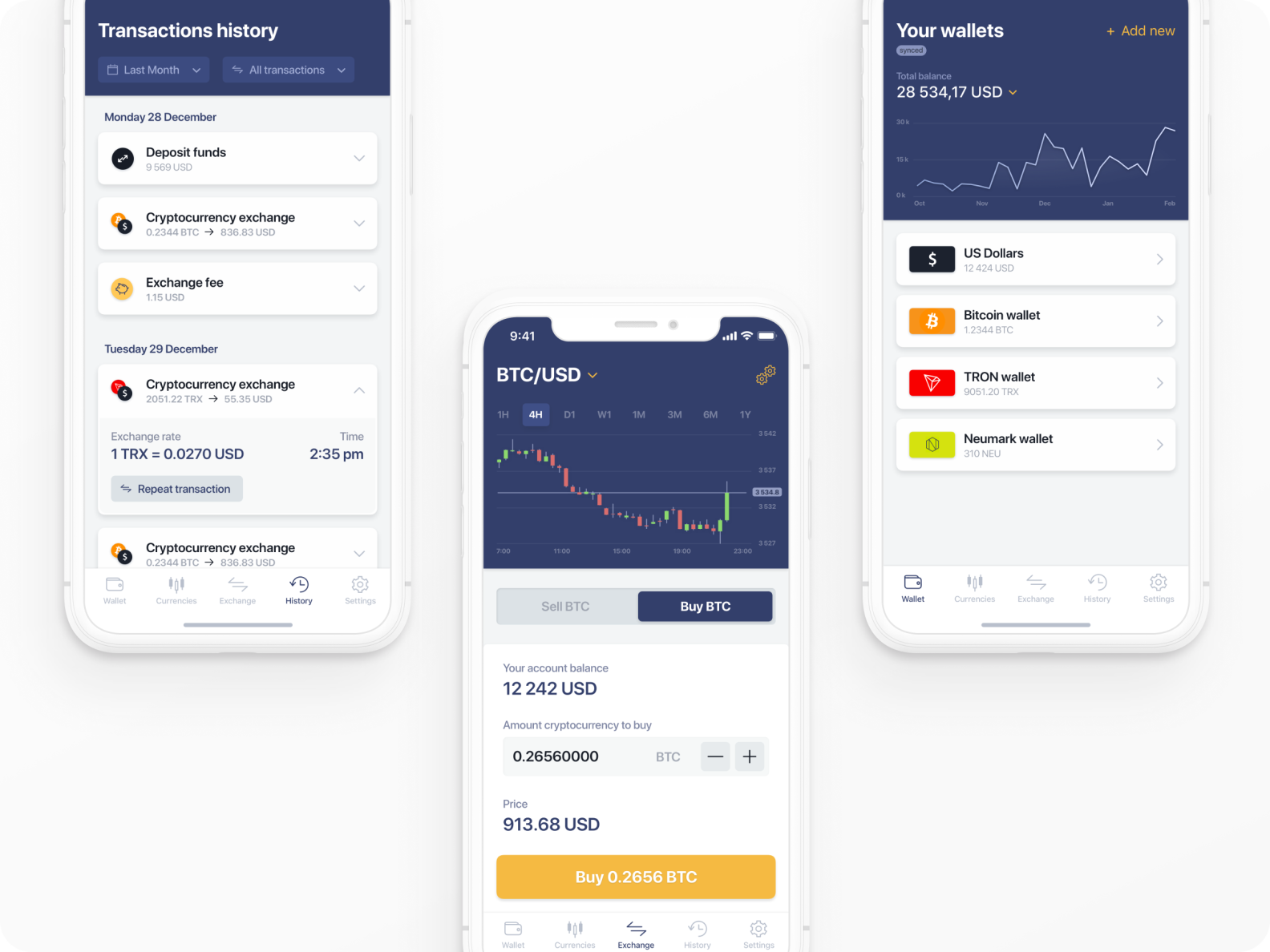 Crypto app by Marcin Janas on Dribbble