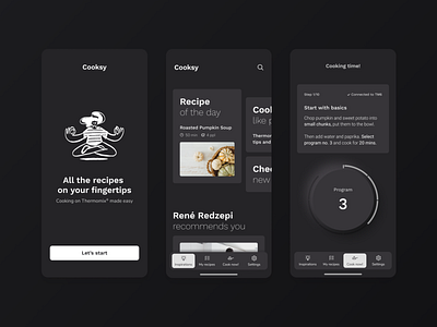 Cooksy Mobile App Freebie Darkmode